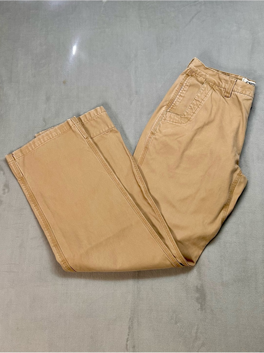 Mountain Khaki Work Pants Beige 38x36 NOW 35x34 Reinforced Ankle Pockets Crotch